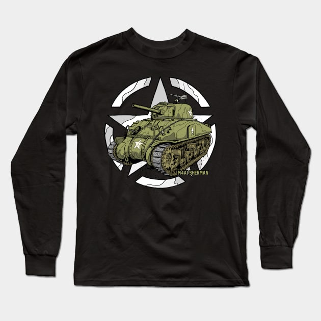 Sherman M4A1 WWII Army Tank History Long Sleeve T-Shirt by Vae Victis